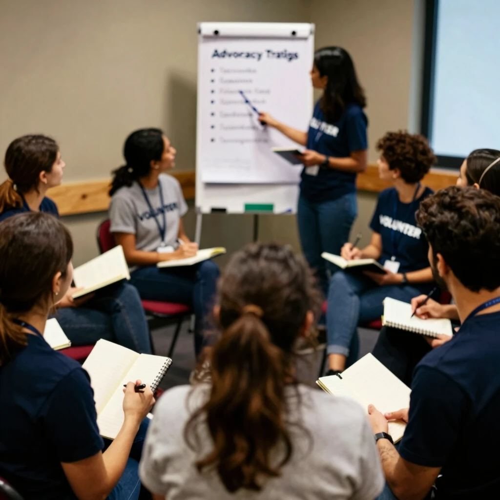 Volunteers participating in an advocacy training session