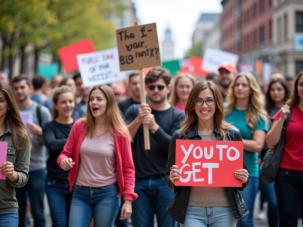 Volunteers advocating at a rally