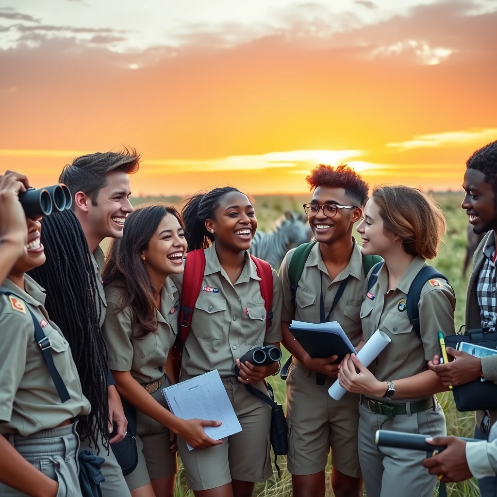 College students collaborating on wildlife conservation in South Africa