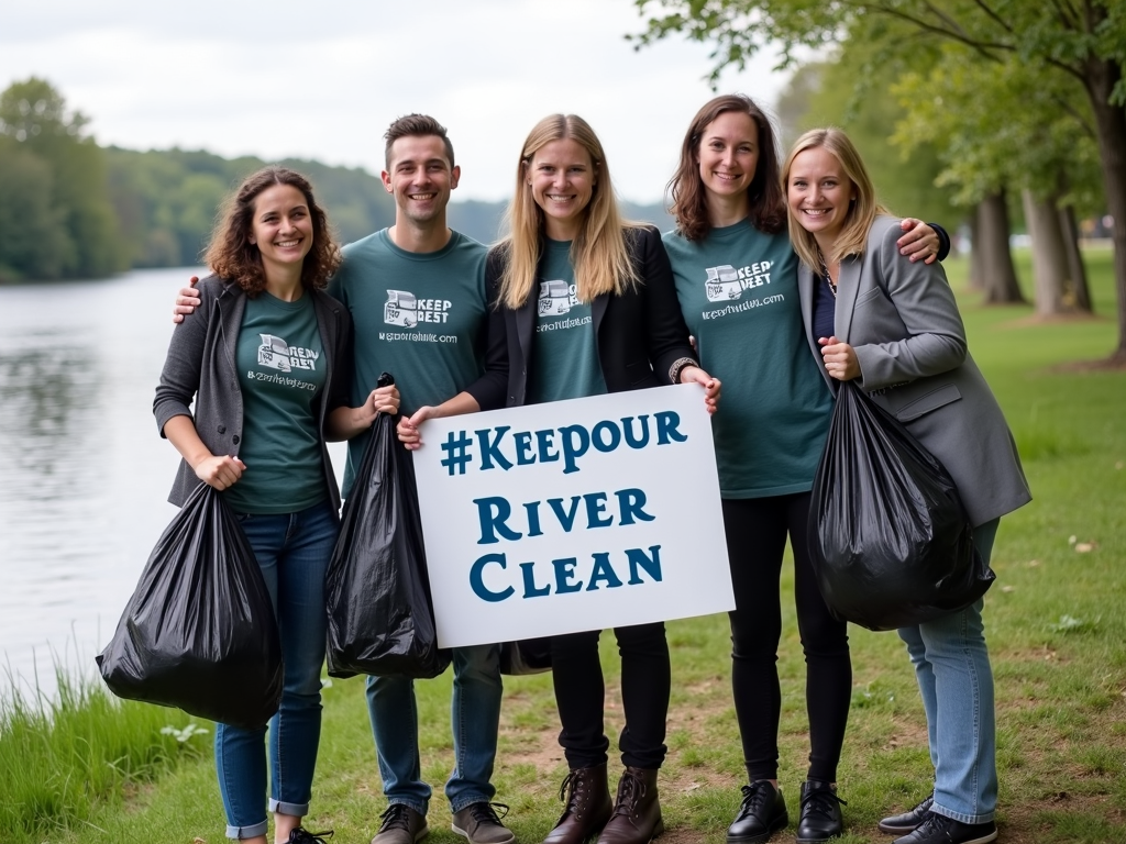 Volunteers at river cleanup
