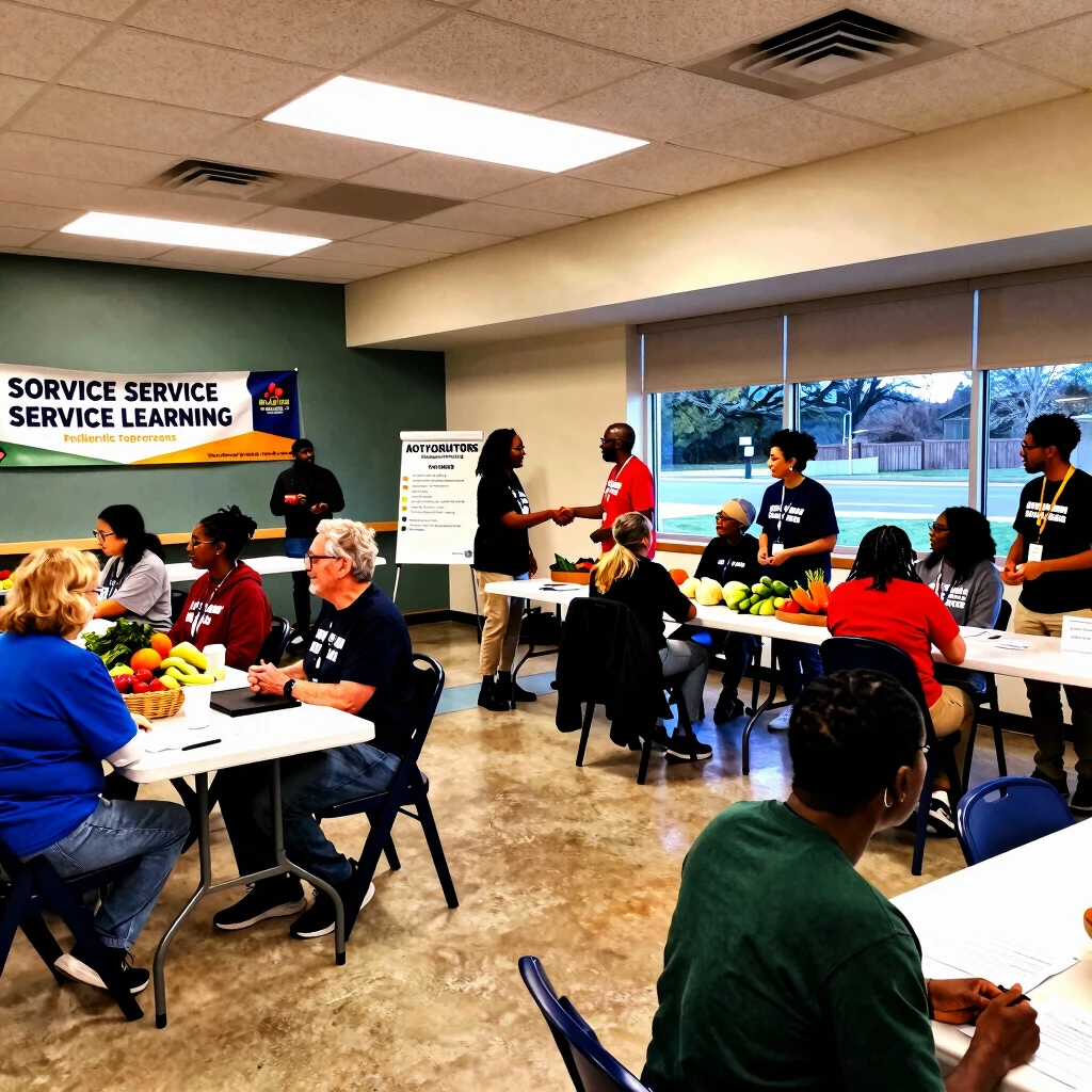 Volunteers celebrating the success of a community service learning project