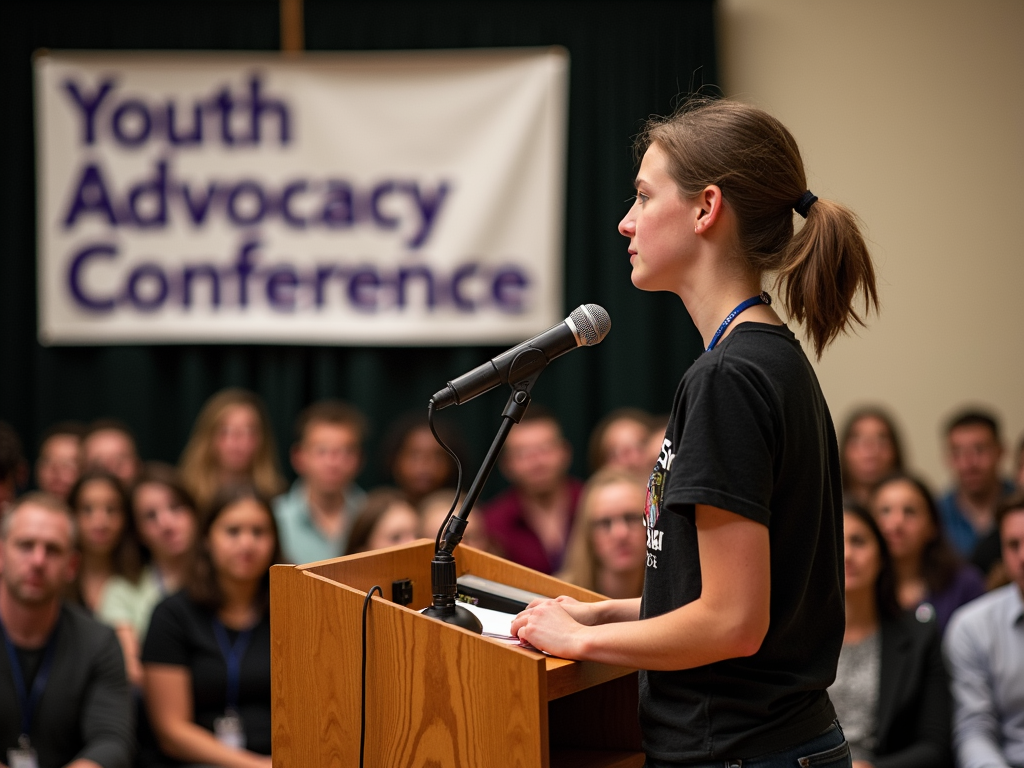 Young speaker at a youth advocacy event