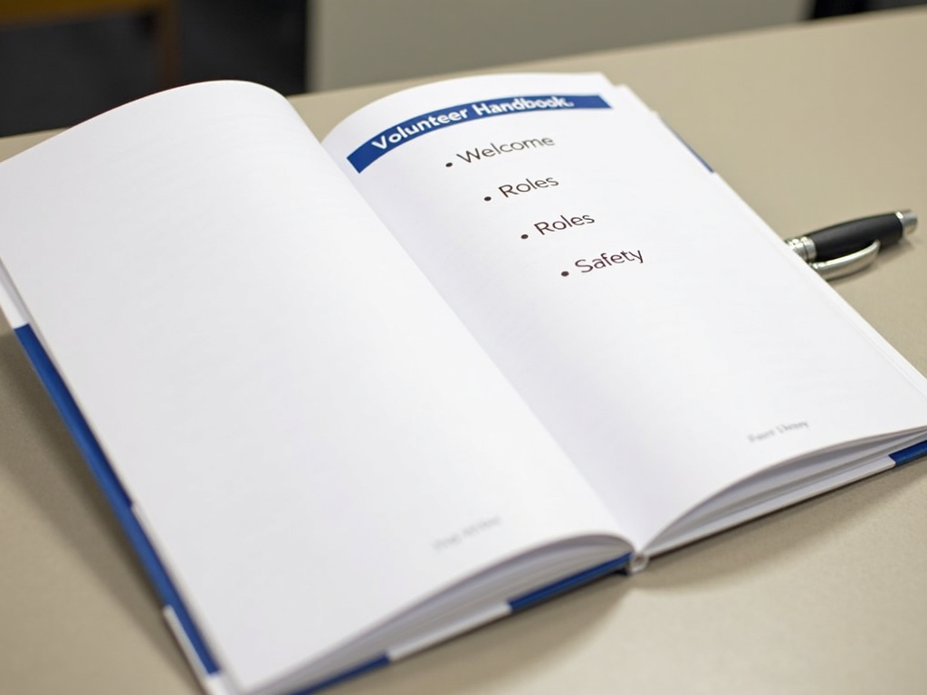 Volunteer handbook with key sections.