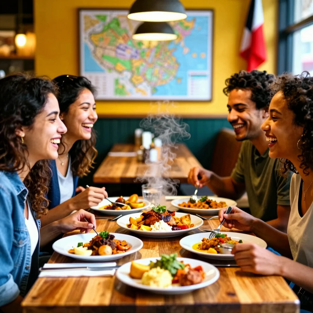 Friends celebrating language learning milestones through cultural exchange and conversation