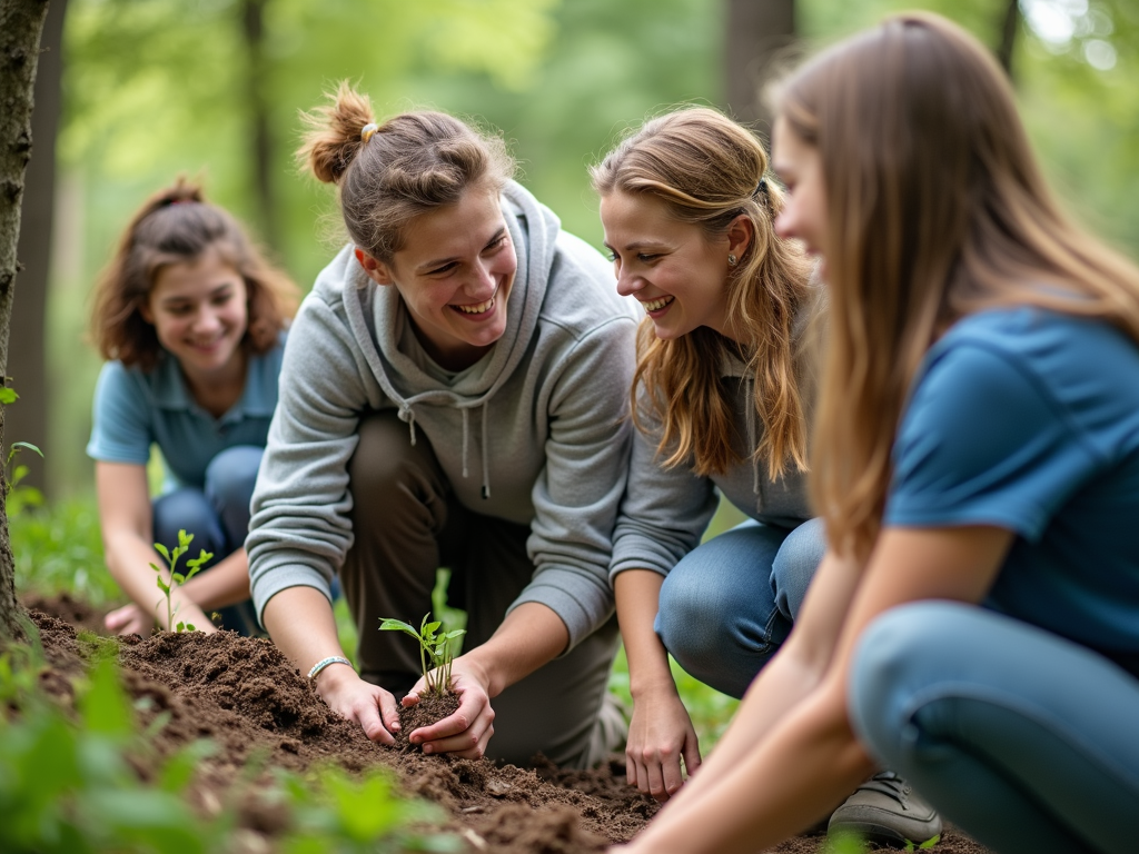 College students participating in a service project