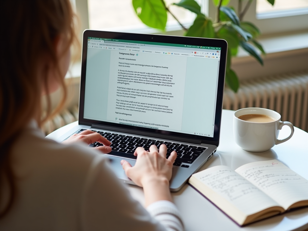 A volunteer writing a blog post for advocacy.