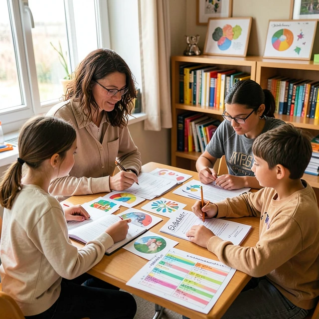 Teacher assessing student service learning reflection journals