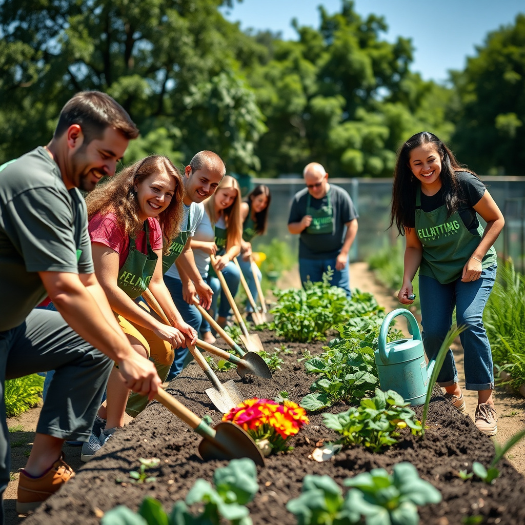 Volunteers participating in a service learning project