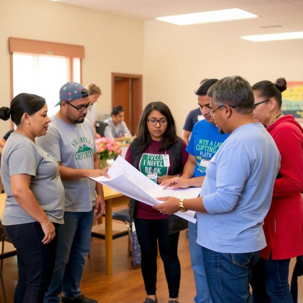 Volunteers collaborating on an advocacy campaign.