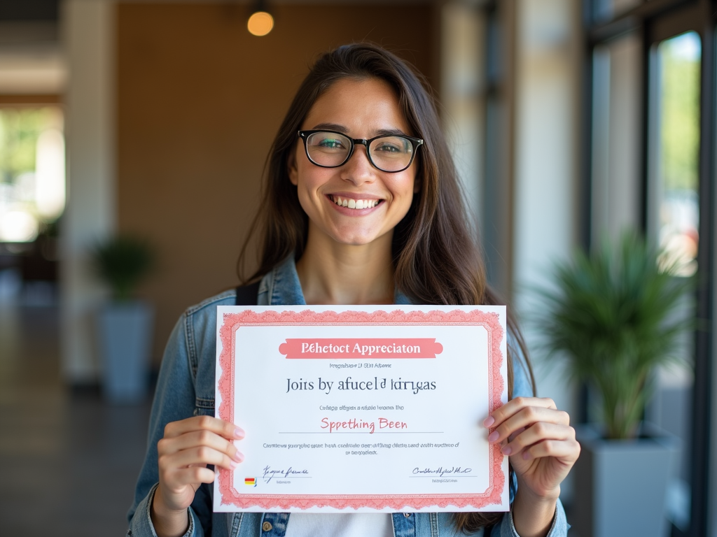 Student celebrating volunteer achievements