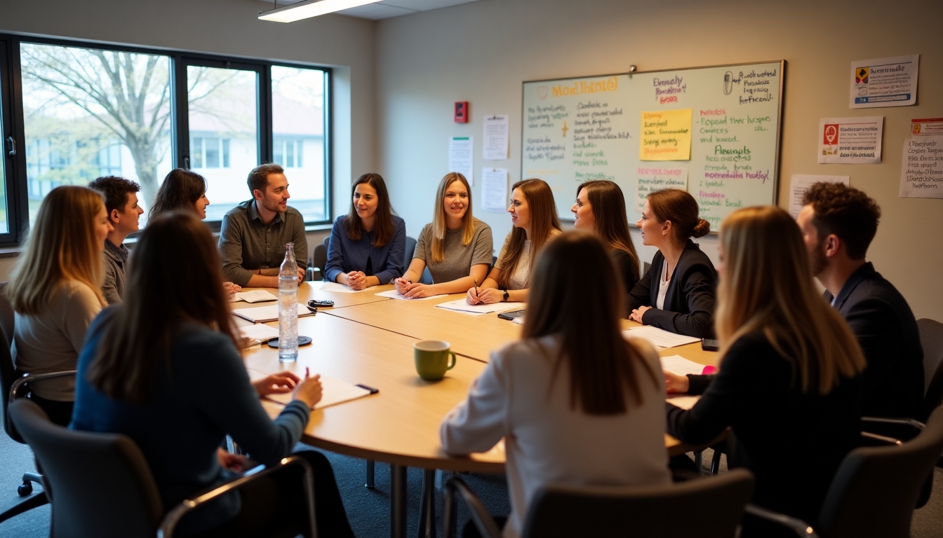 Community members gathering around a table to discuss impacts of volunteer work on local policy.