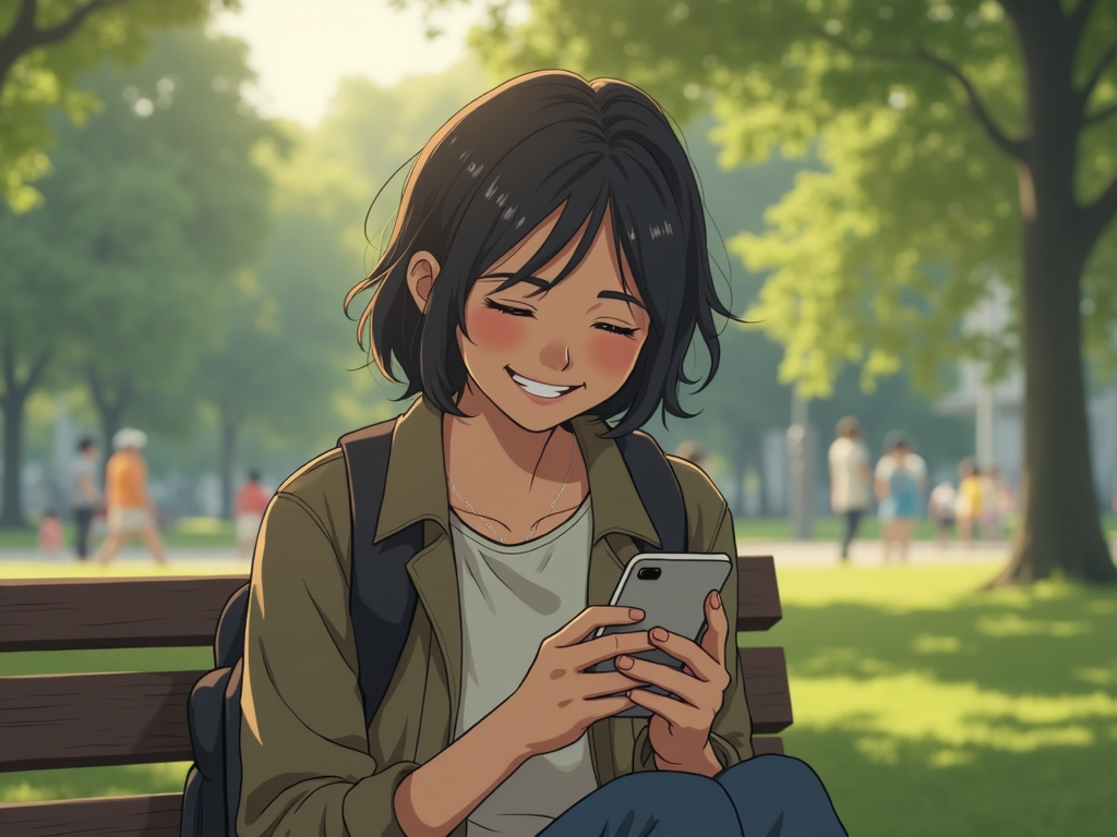Activist taking a break with a Studio Ghibli filter effect.