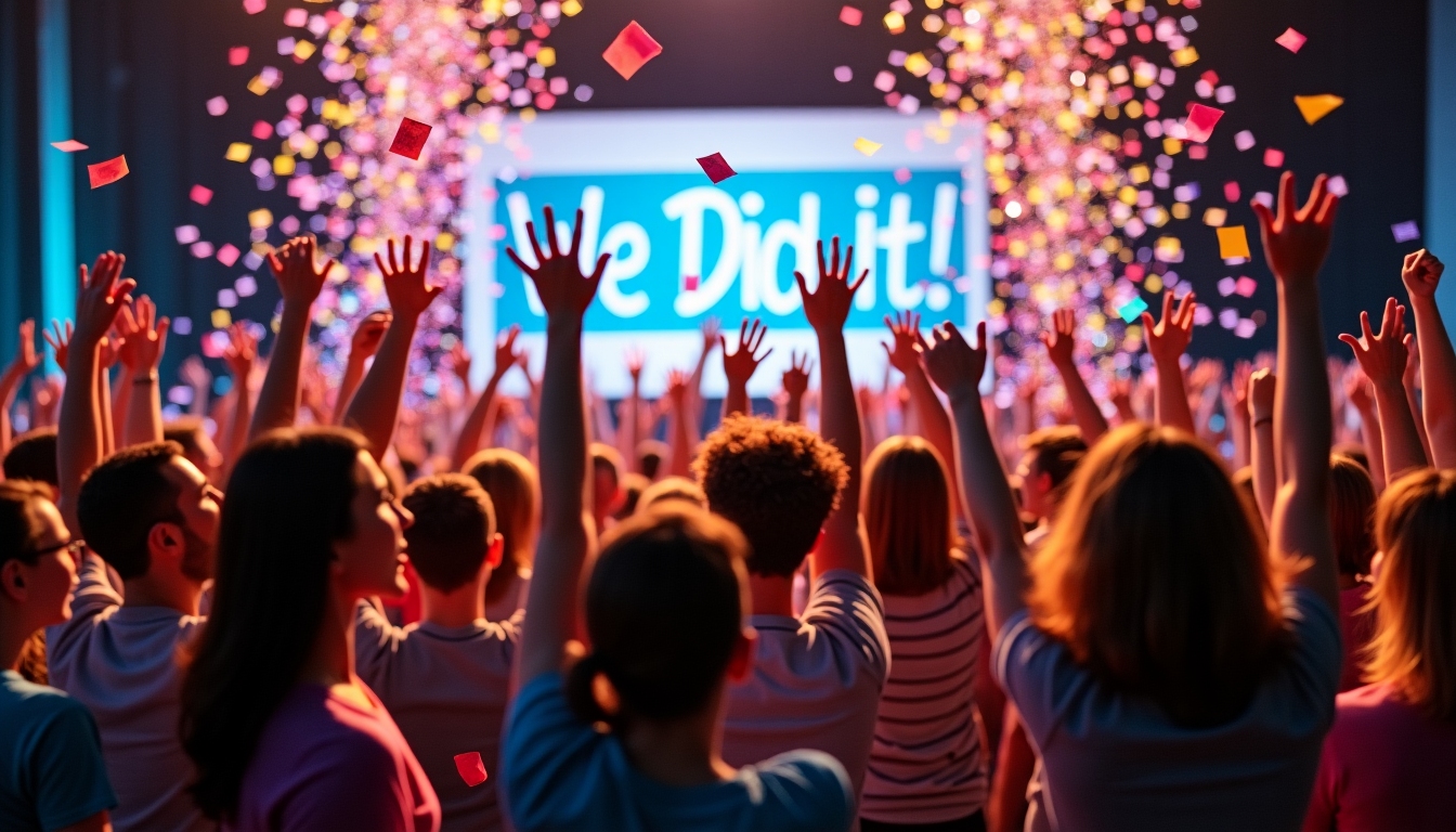 Volunteers celebrating campaign success