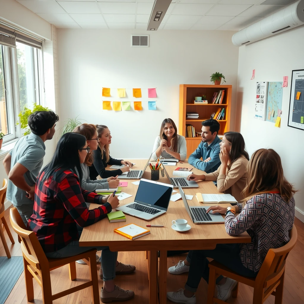 Students and community members brainstorming project ideas around a table