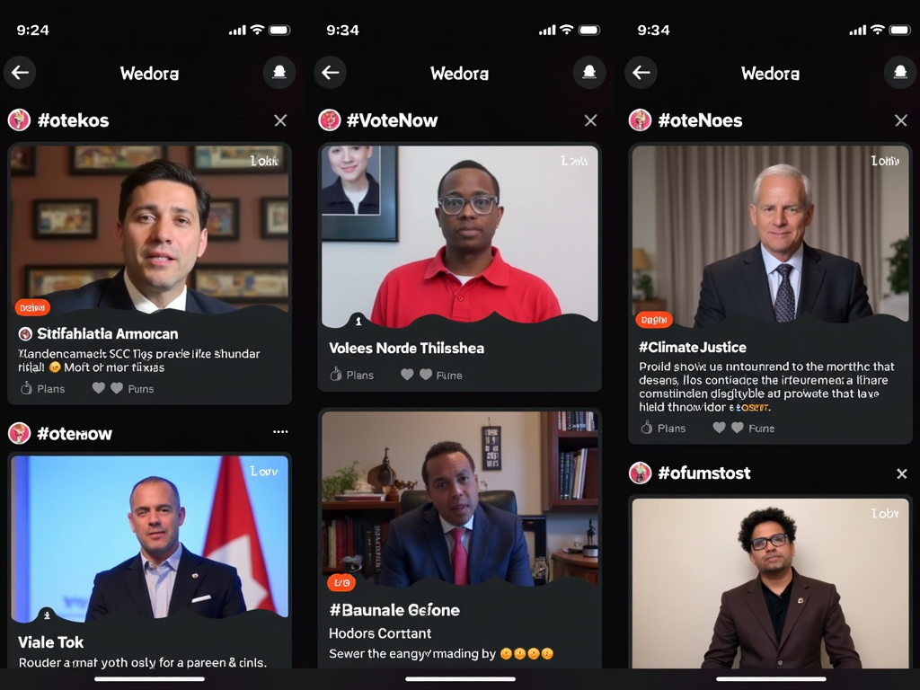 TikTok’s 'For You' page with trending political advocacy videos.