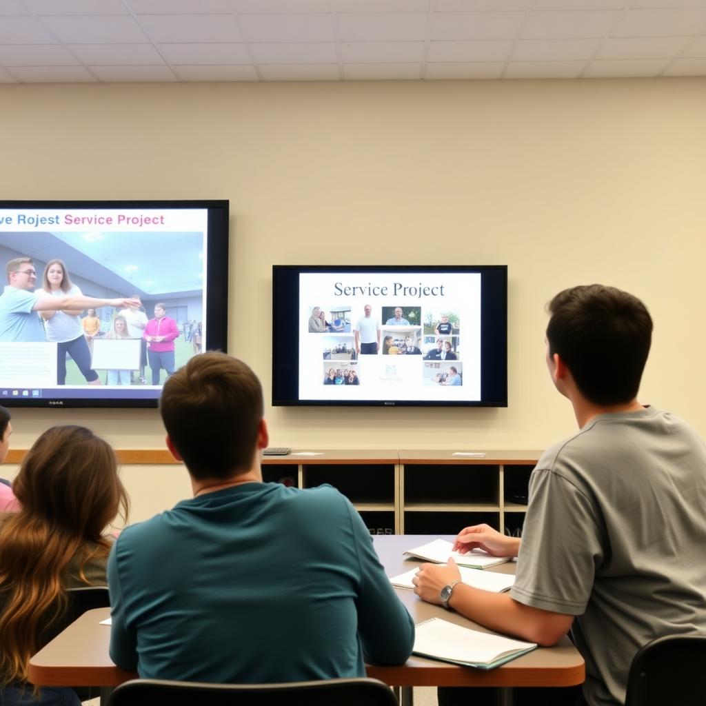 Student presenting their service learning project to the class.