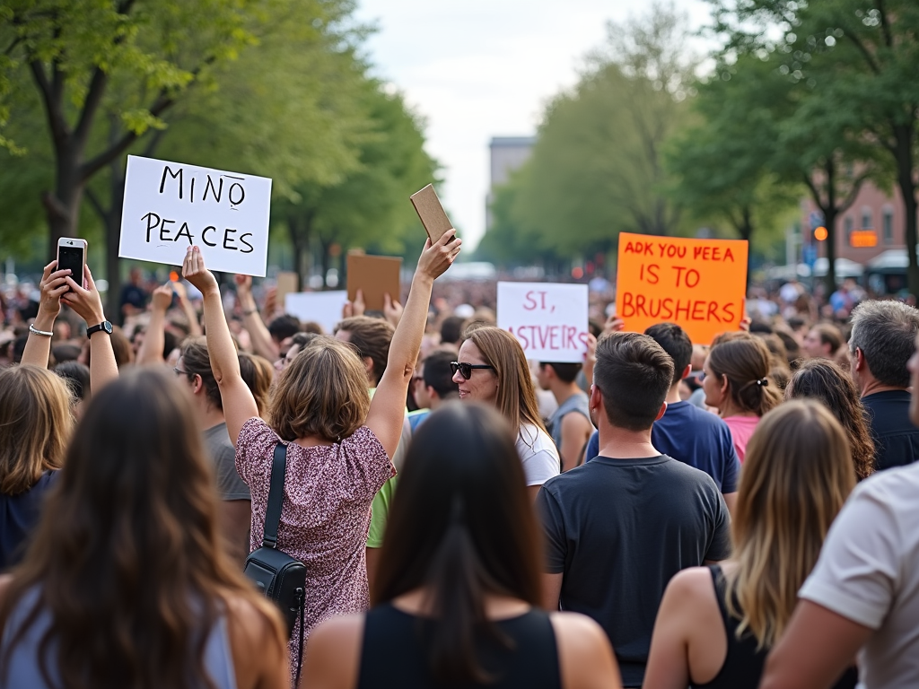 Community members at a rally for change