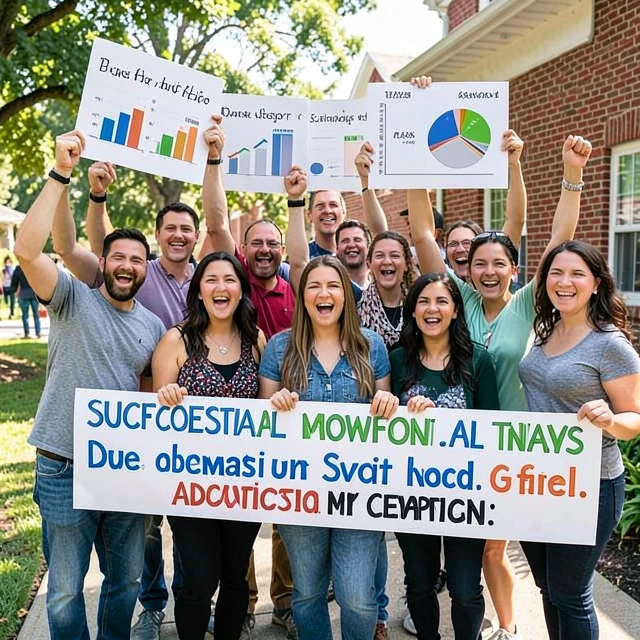 Successful advocacy team celebrating measurable program impact
