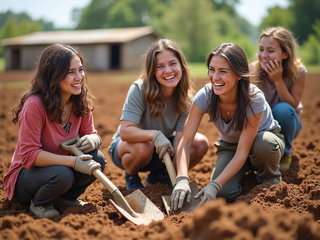 Volunteers working together outdoors