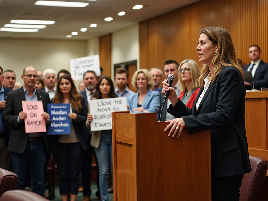 Community members advocating at a city council meeting