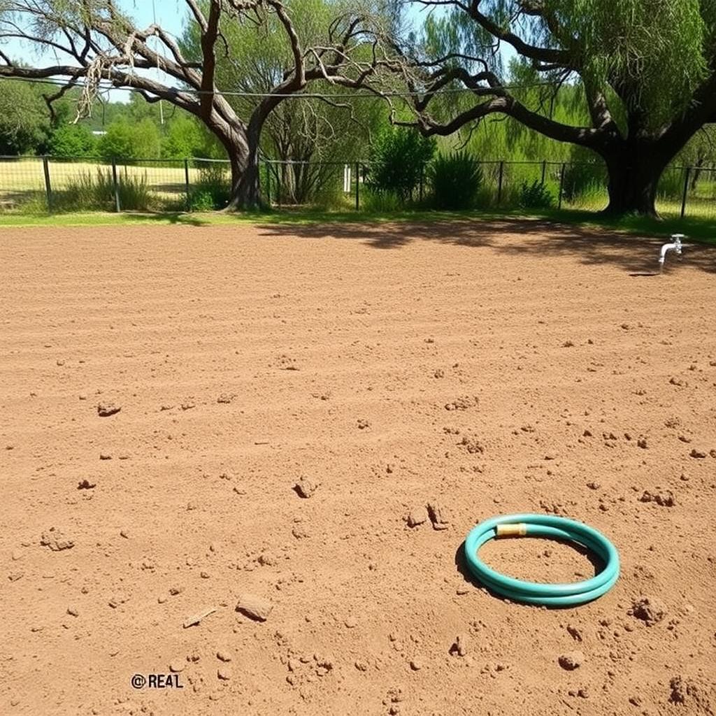 A sunny, open plot with rich soil and water access, perfect for a new community garden.