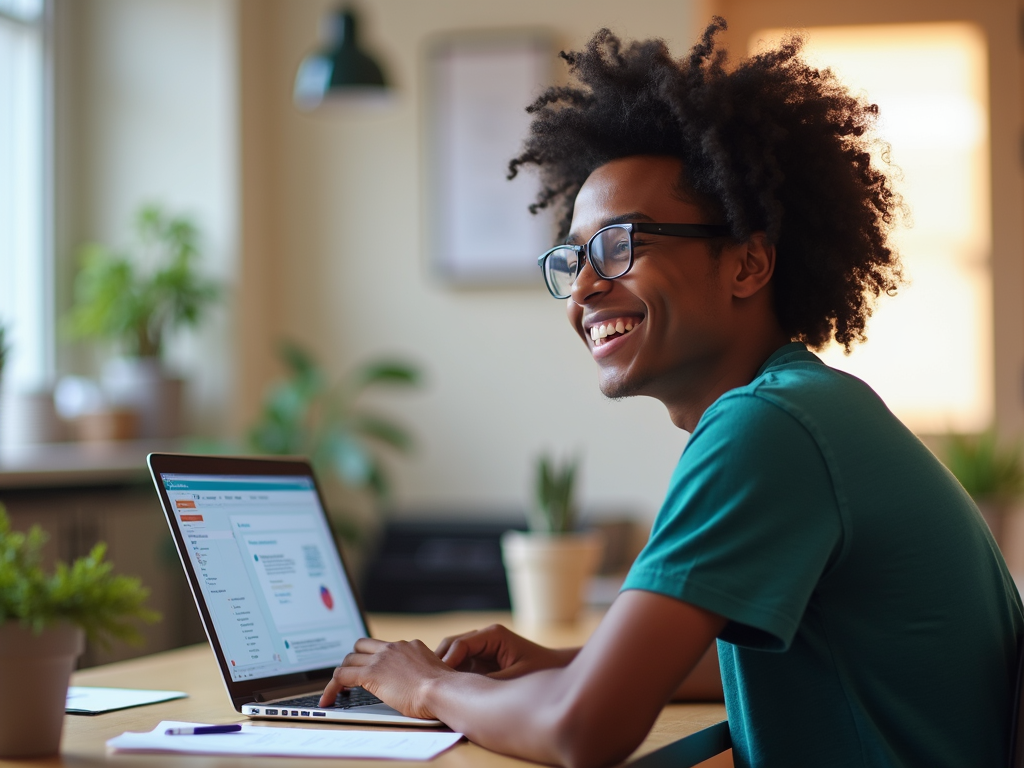 College student engaged in virtual volunteering