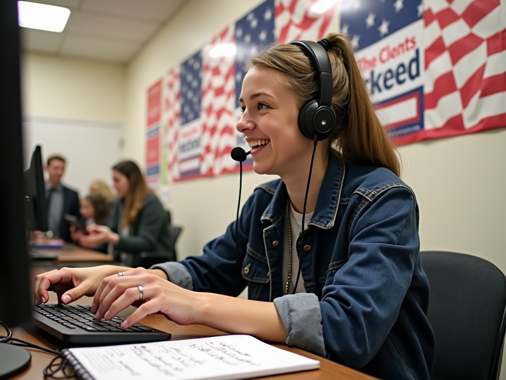 Volunteer making campaign calls