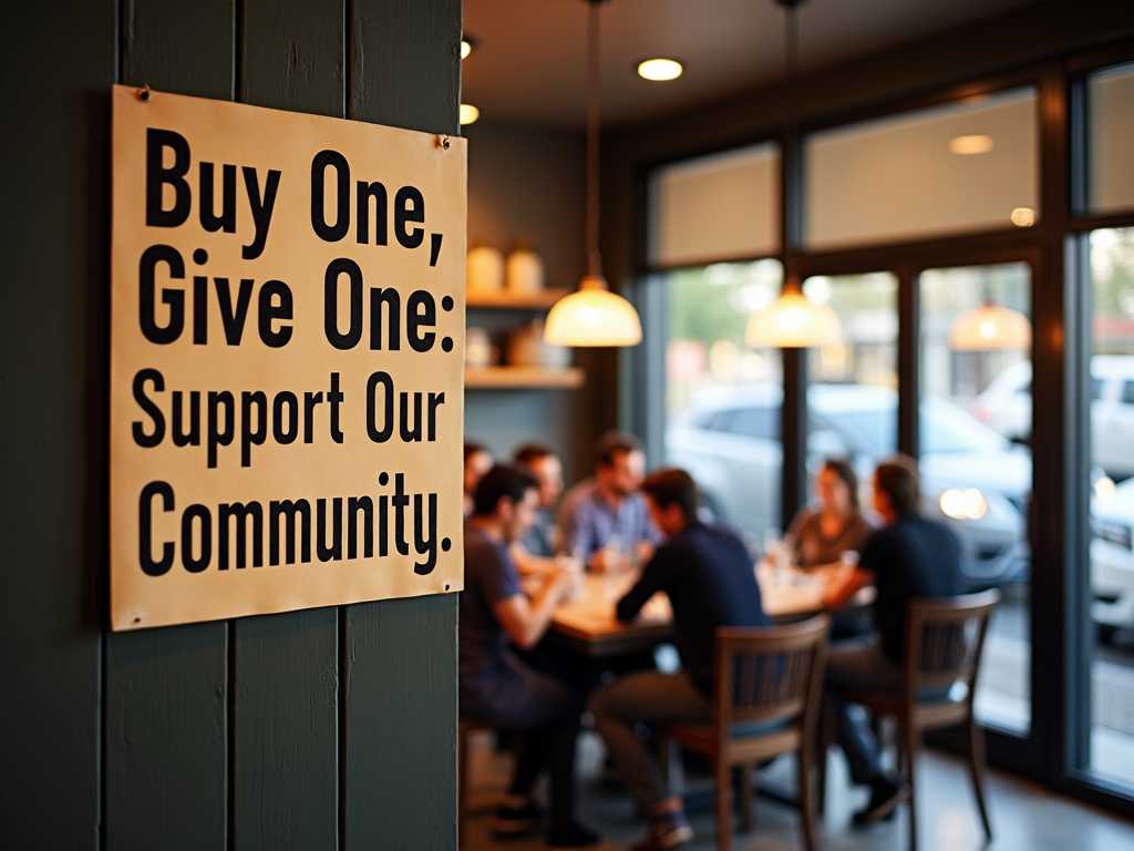 Restaurant promoting a 'Buy One, Give One' campaign