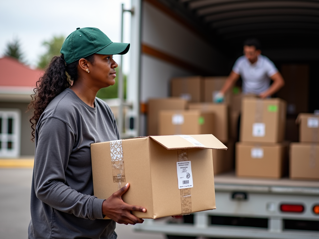 Volunteer unloading supplies