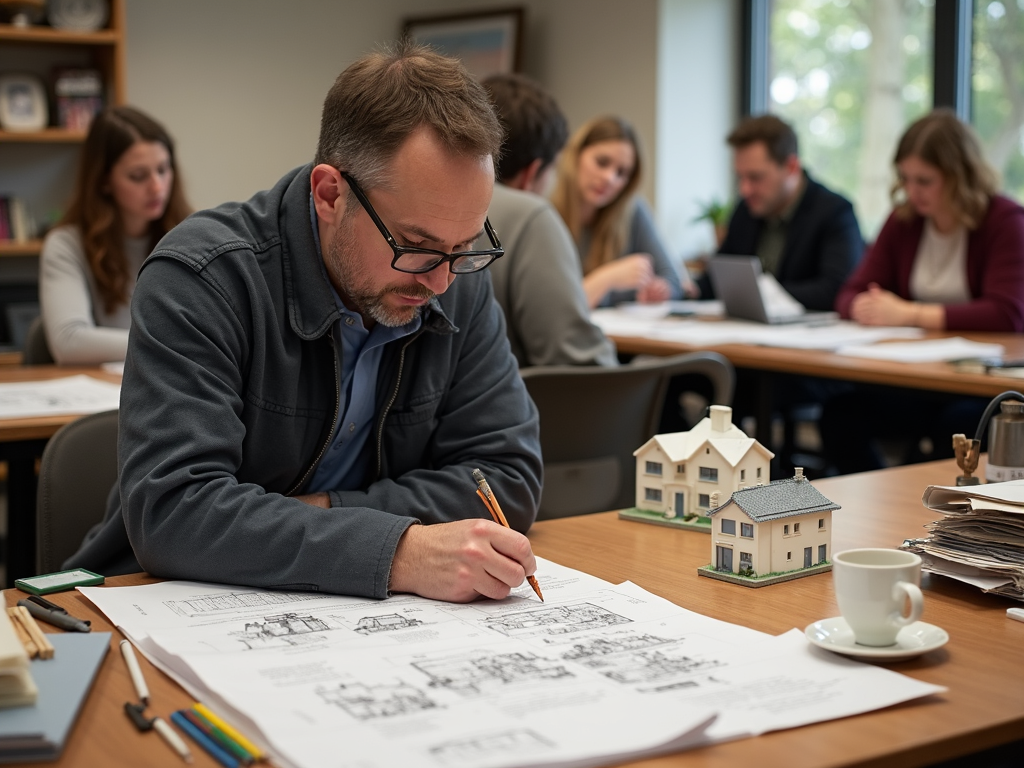 Volunteer architect designing affordable housing