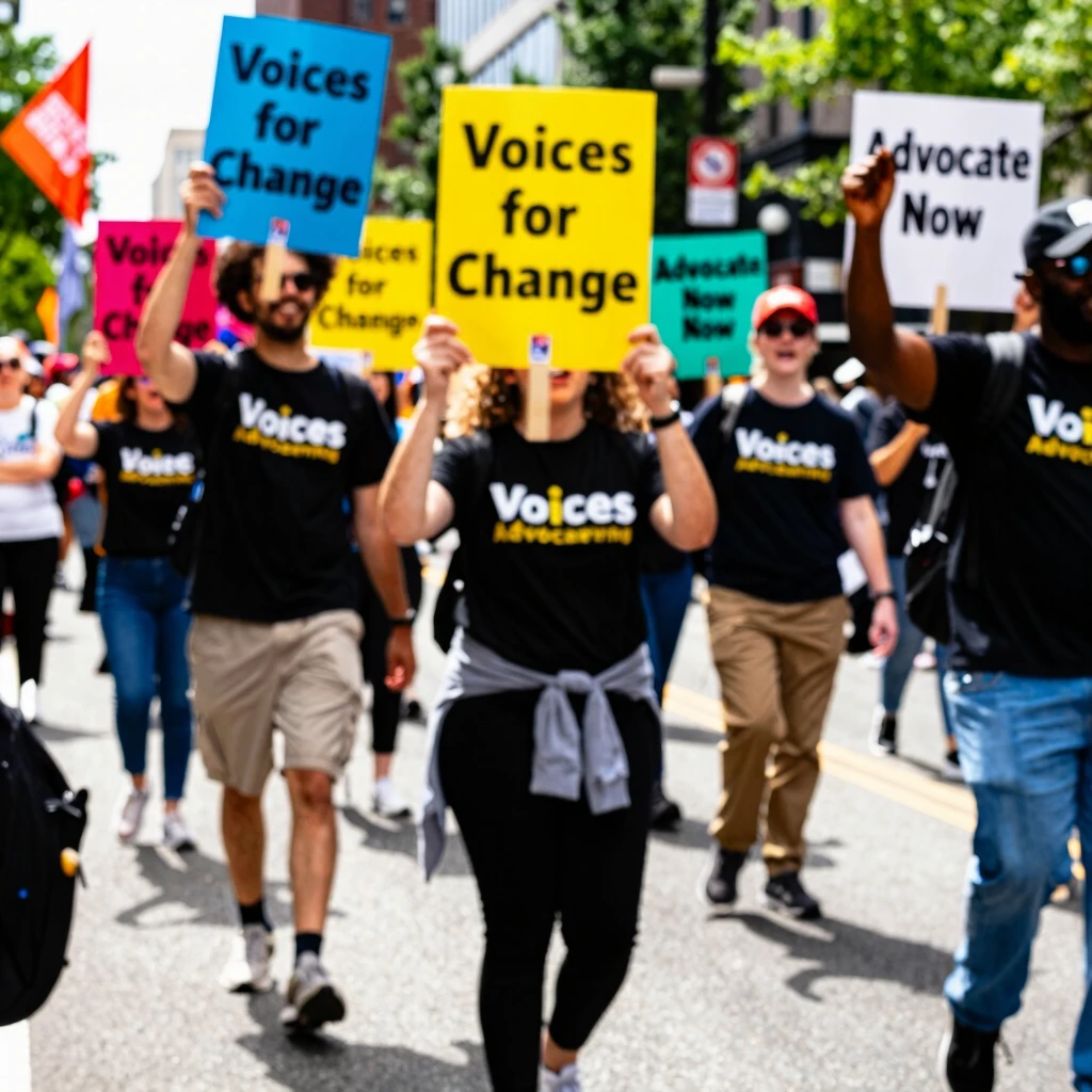 Volunteers participating in an advocacy rally for social change