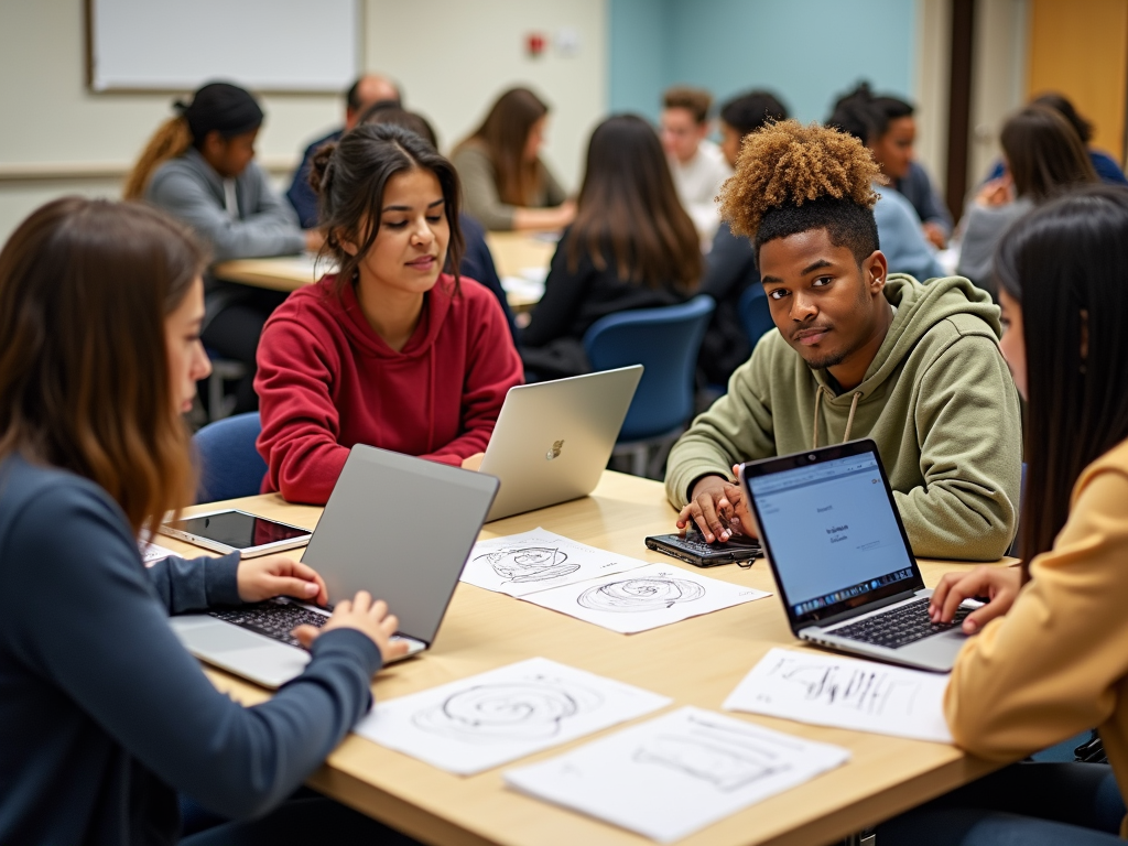 Young advocates collaborating on a project