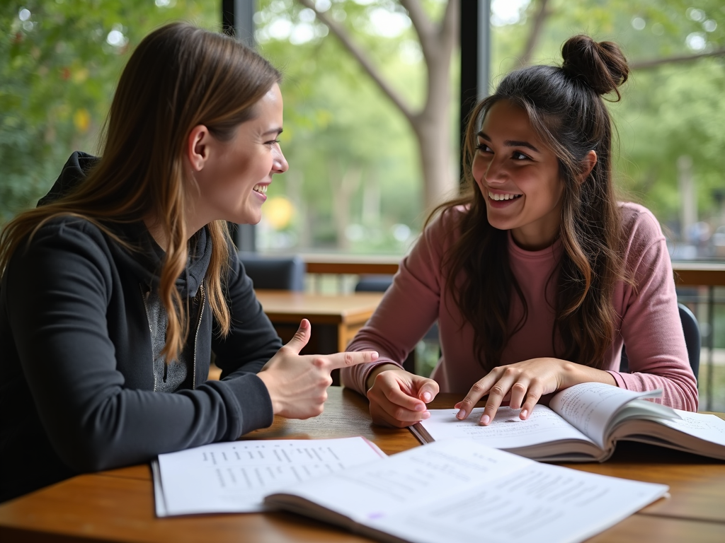 Volunteer learning a new language with a local
