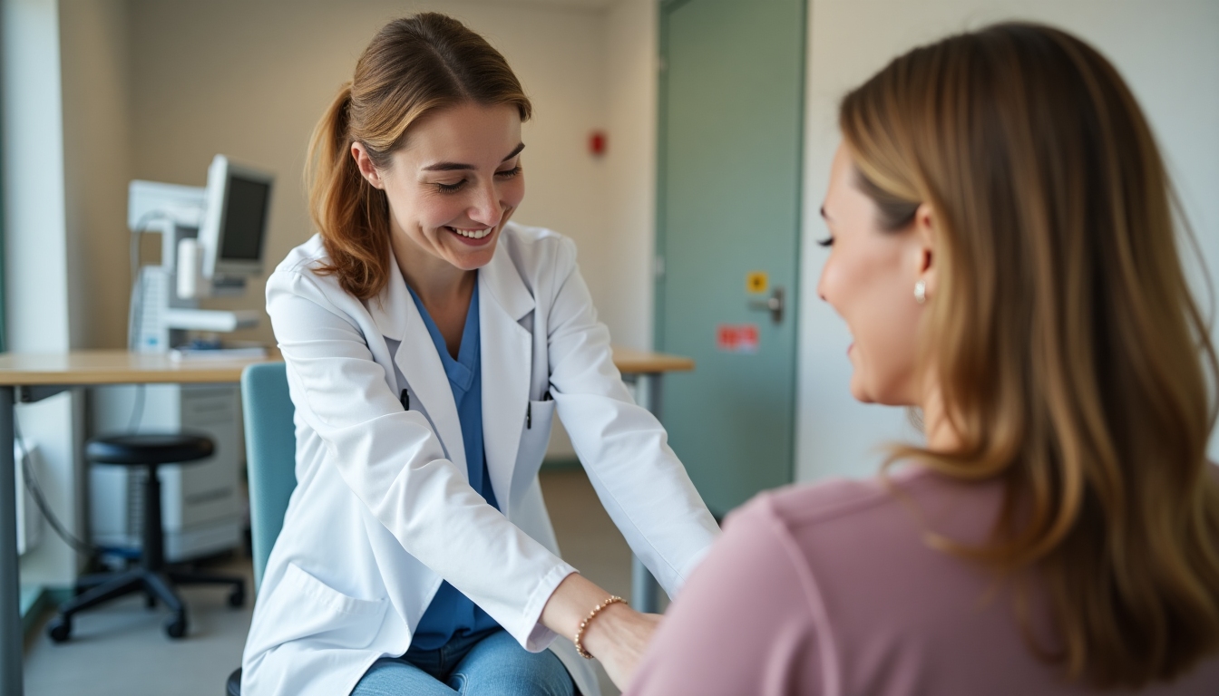 Volunteer helping at a clinic.