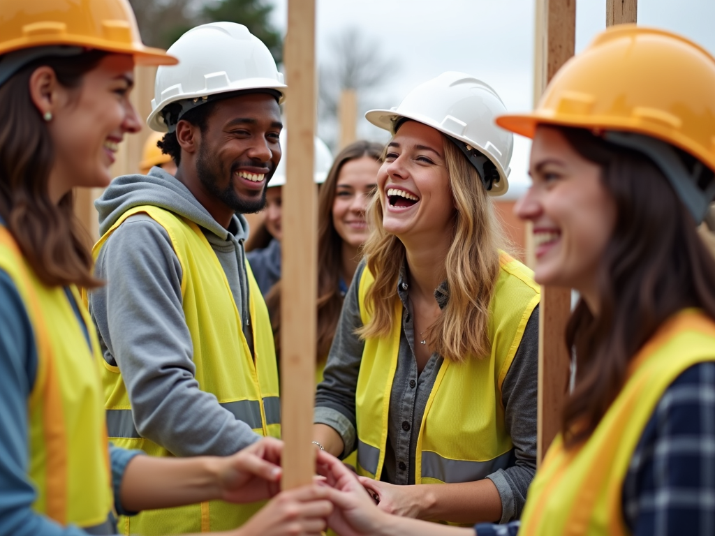 College students participating in a service learning project