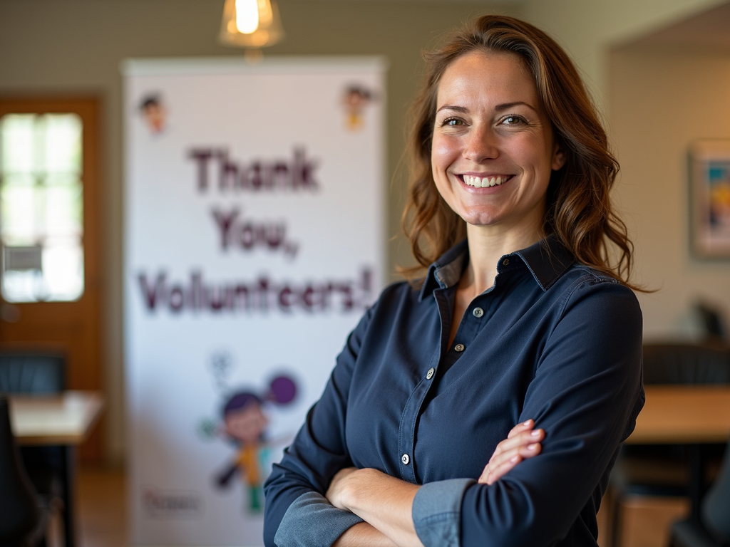 Volunteer proud of their contribution to a nonprofit.