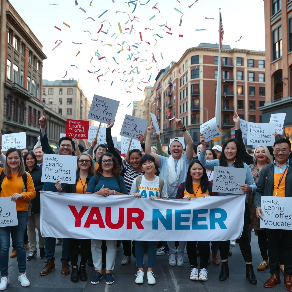 Volunteers celebrating advocacy success