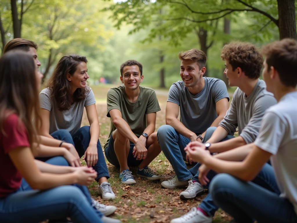 College students sharing their volunteer experiences in a group discussion.