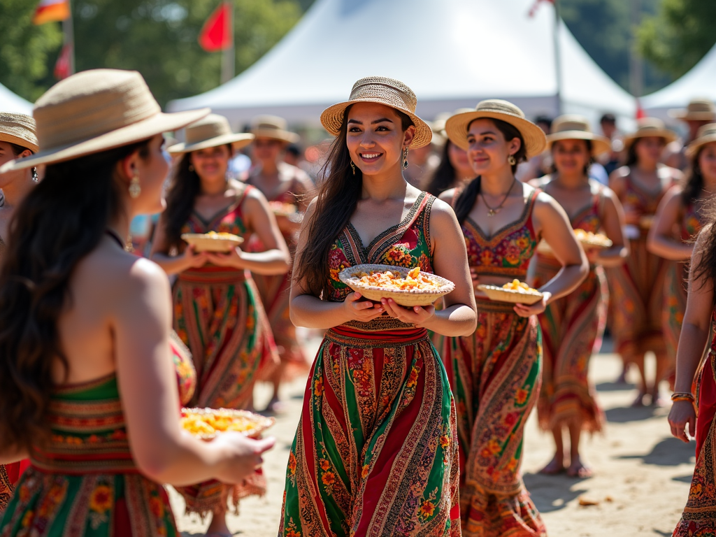 Volunteers enjoying a cultural festival with locals.