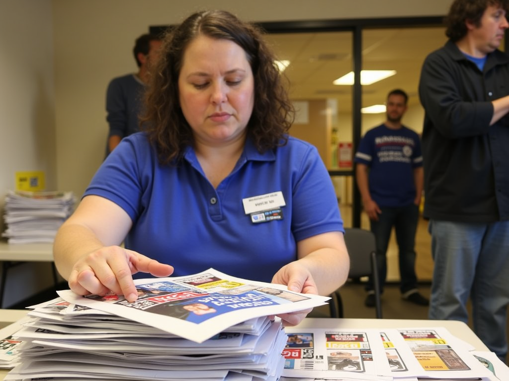 Volunteer organizing materials for a campaign