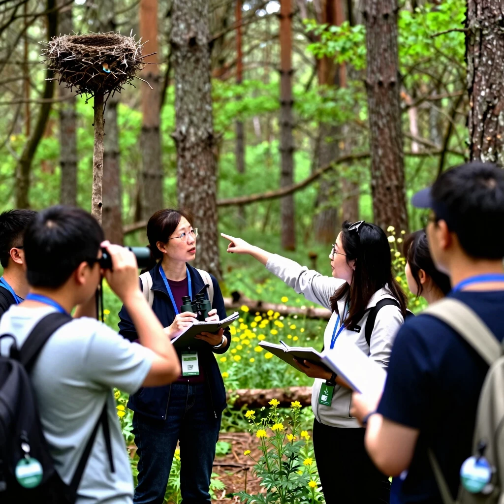 Group attending an environmental education workshop in nature