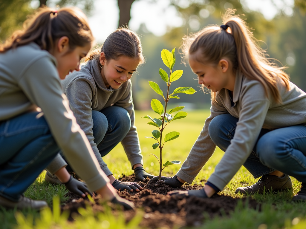 Volunteers planting trees