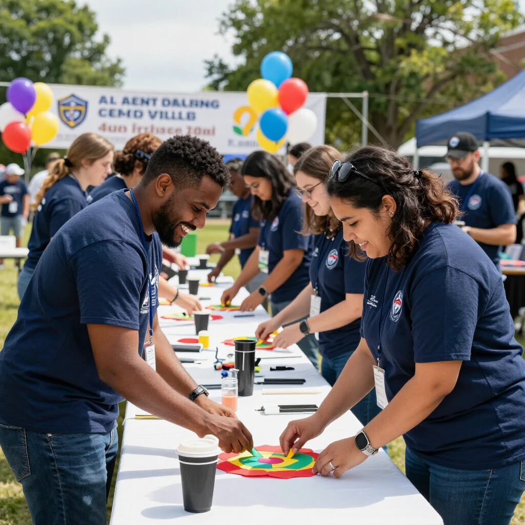 Group of volunteers preparing for an event