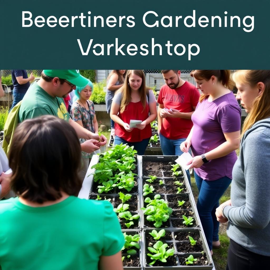 Volunteers teaching a gardening workshop for beginners.