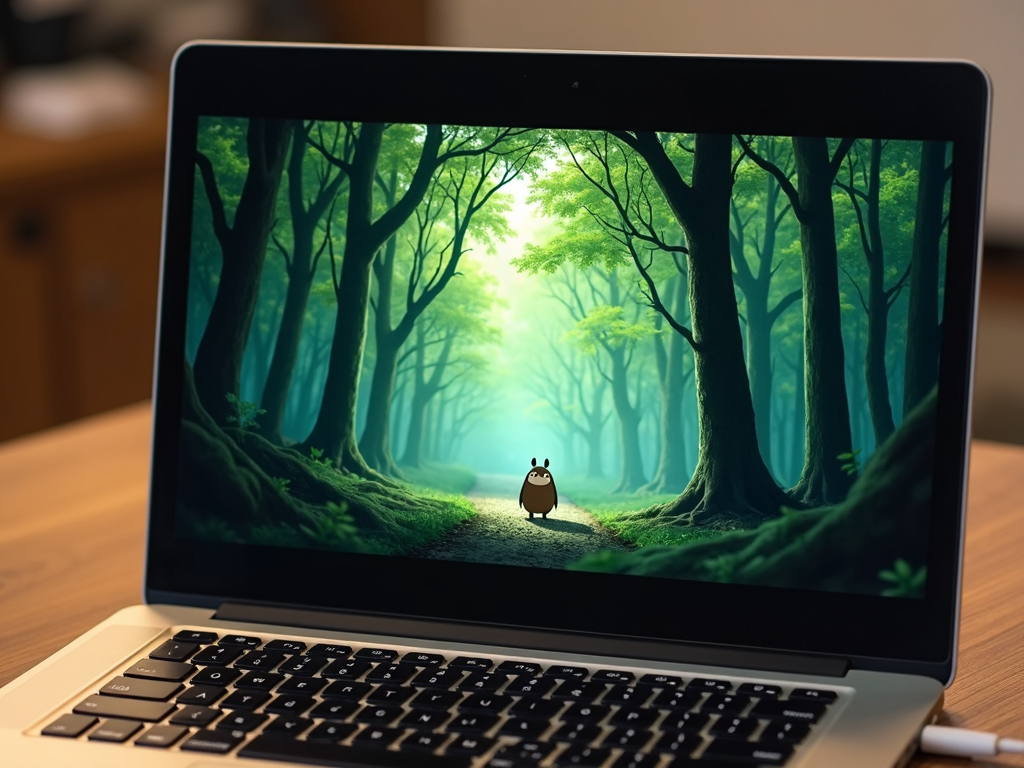 First campaign post with Studio Ghibli filter on a laptop.