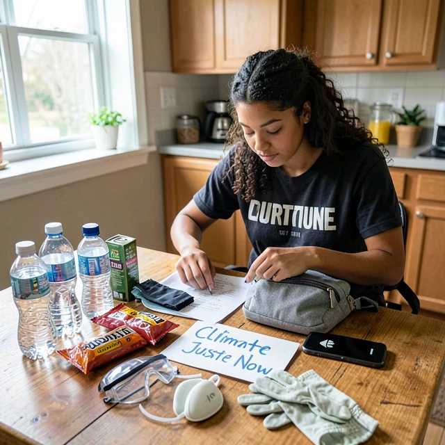 Activist preparing essential supplies for a safe protest