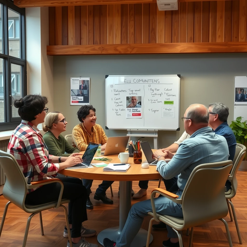 Advocacy volunteers planning a campaign together in a meeting