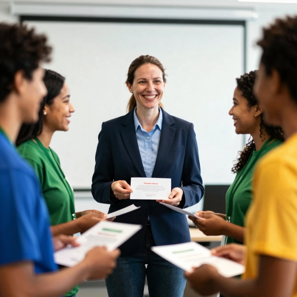 Leader recognizing and thanking volunteer team members