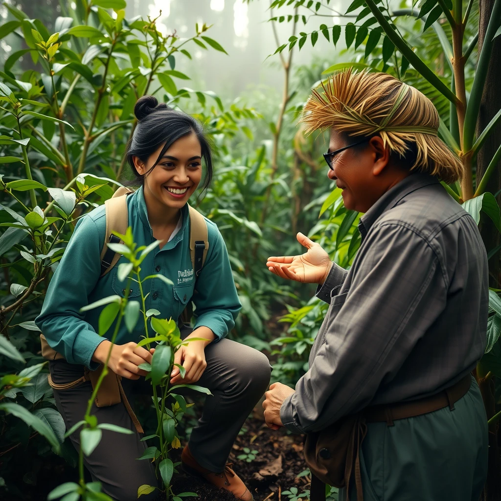 Volunteer practicing local language during rainforest conservation work