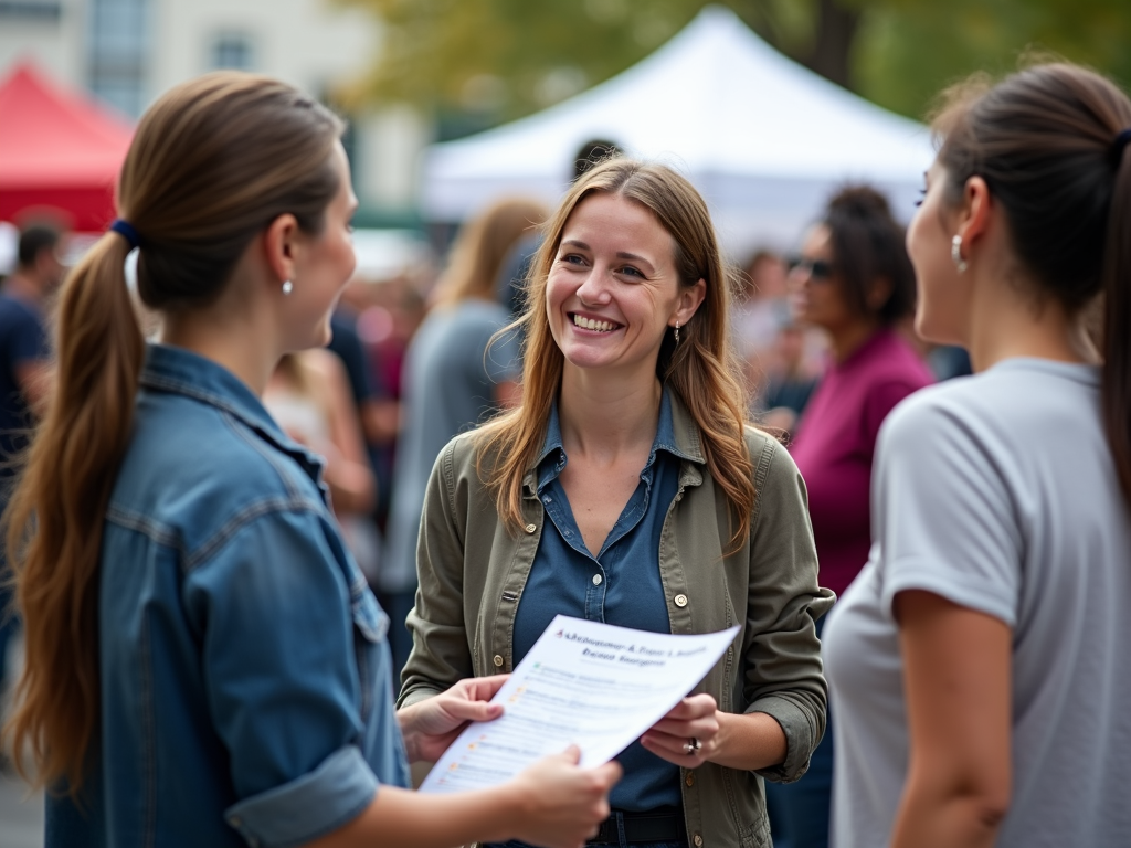 Volunteer sharing stories at event